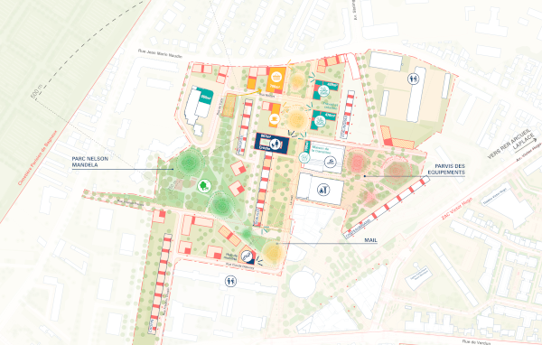 Plan masse du futur quartier de la Pierre plate à Bagneux. 