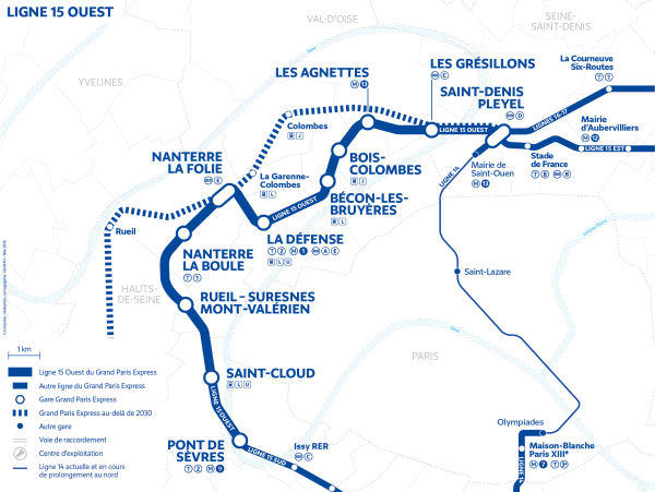 Tracé de la ligne 15 ouest. © SGP