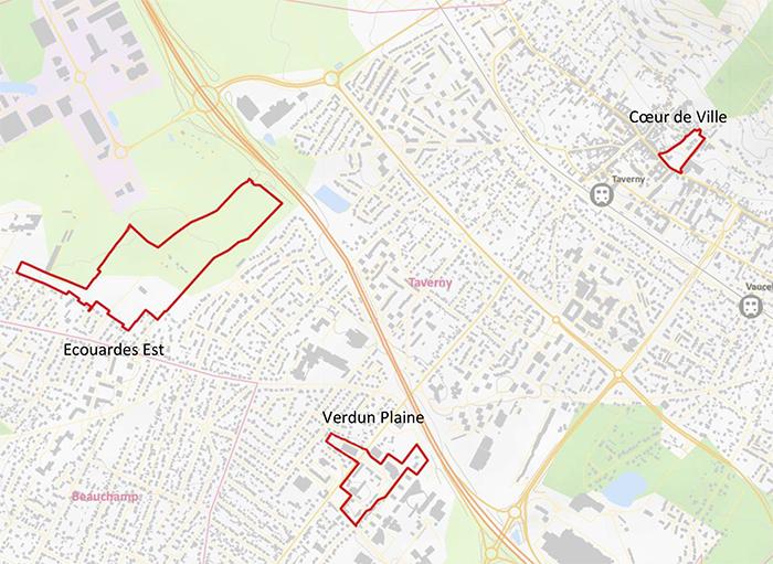 Plan des secteurs d'aménagement de Taverny.