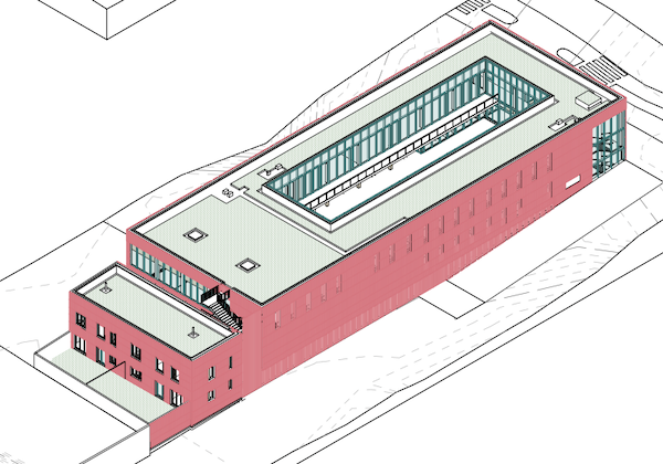 Plan du projet de reconstruction du Centre huit à Versailles. 