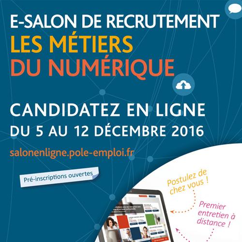 E-salon de recrutement Les métiers du numérique organisé par Pôle emploi