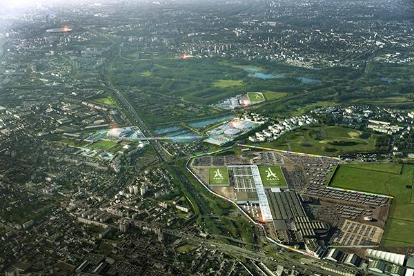 Le cluster média du Bourget. © Paris 2024/Populous/Luxigon