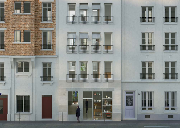 Perspective d'un immeuble de la RIVP rue Darcet.