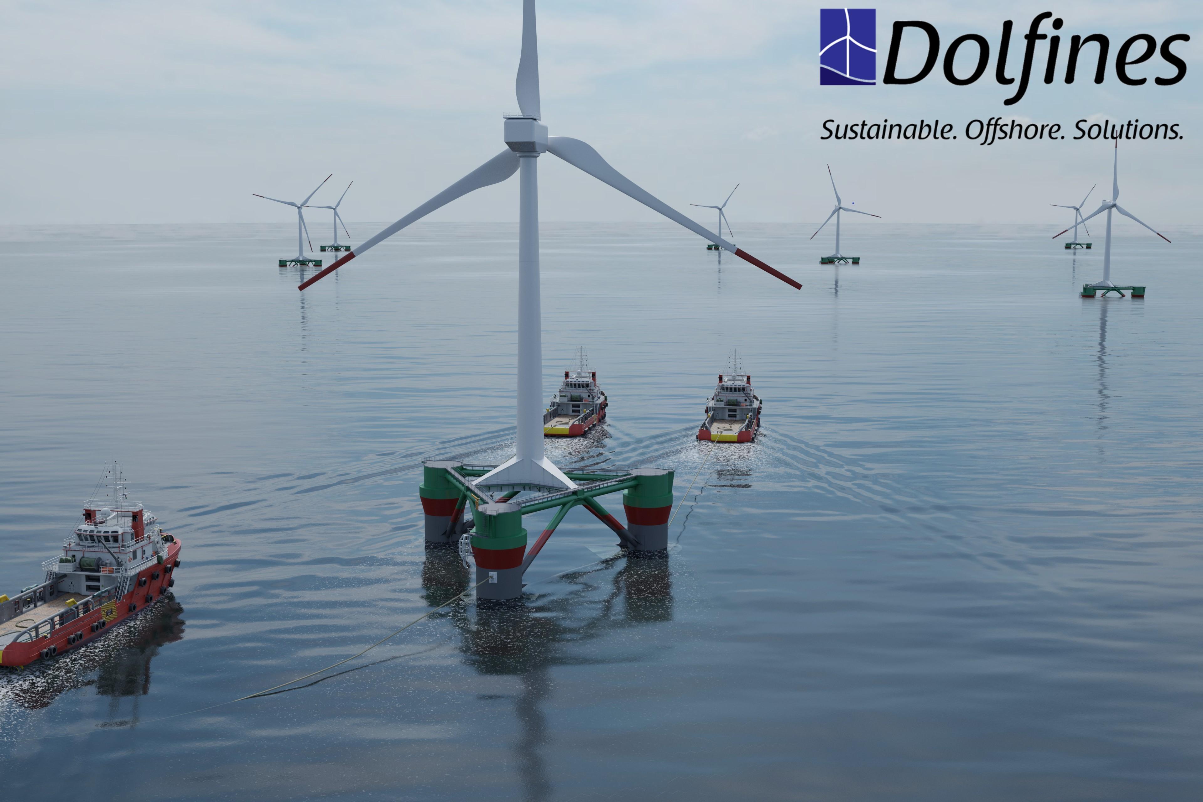 Dolfines - TrussFloat floating wind platform during installation